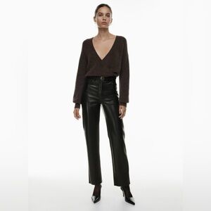 Aritzia Wilfred Black Leather Pants